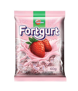 Balas Fortgurt Toffano sabor iogurte de morango 60g. pct